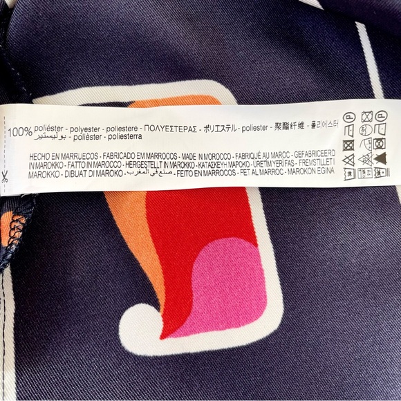 Zara Geometric Print Blouse, Dark Blue, Loose Fit, Long Sleeves, Size Large - Picture 6 of 7